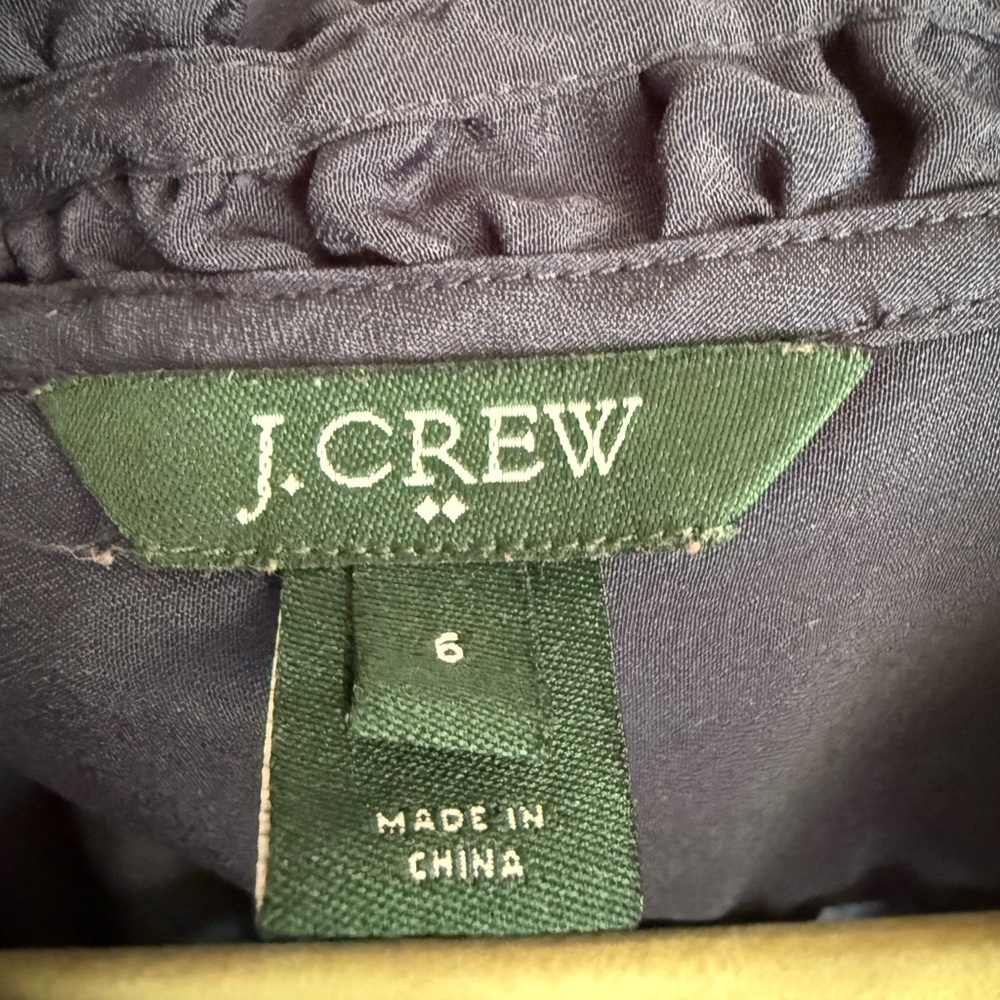 J. Crew Navy Ruffle Neck Sleeveless Camisole - Picture 2 of 4